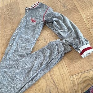 Gray Button-Up Pajama Set with Red Accents